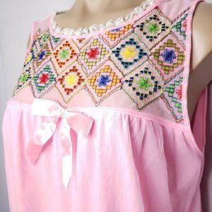 Vintage Pink Gown Size Large Nylon Sheer Chiffon